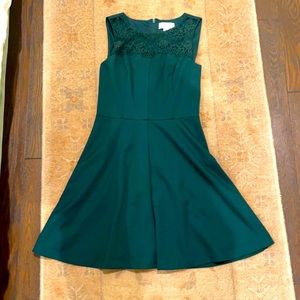 Dark green, Jessica Simpson dress. Lace at neck.